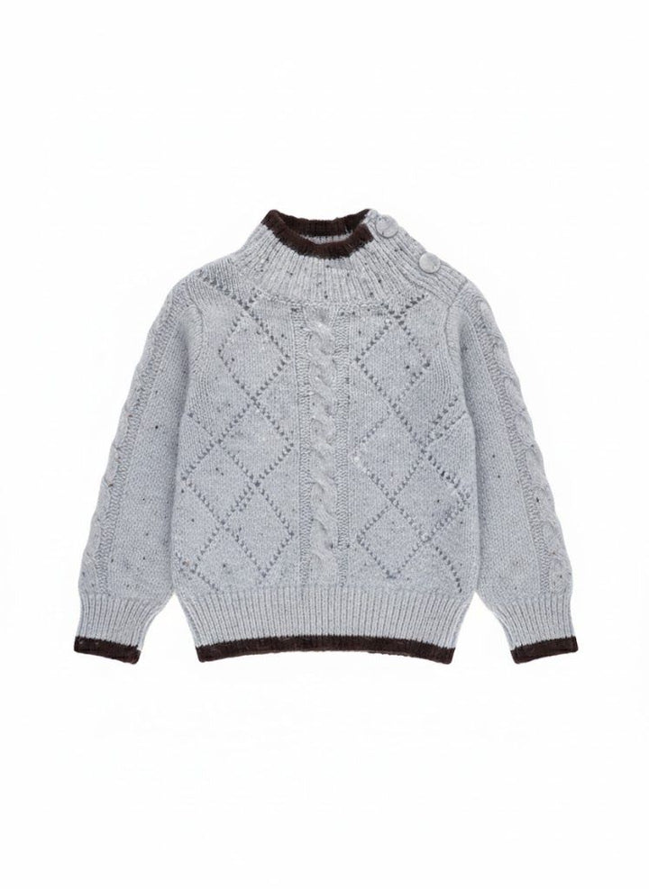 Strickpullover Damen Knöpfe an Schulter