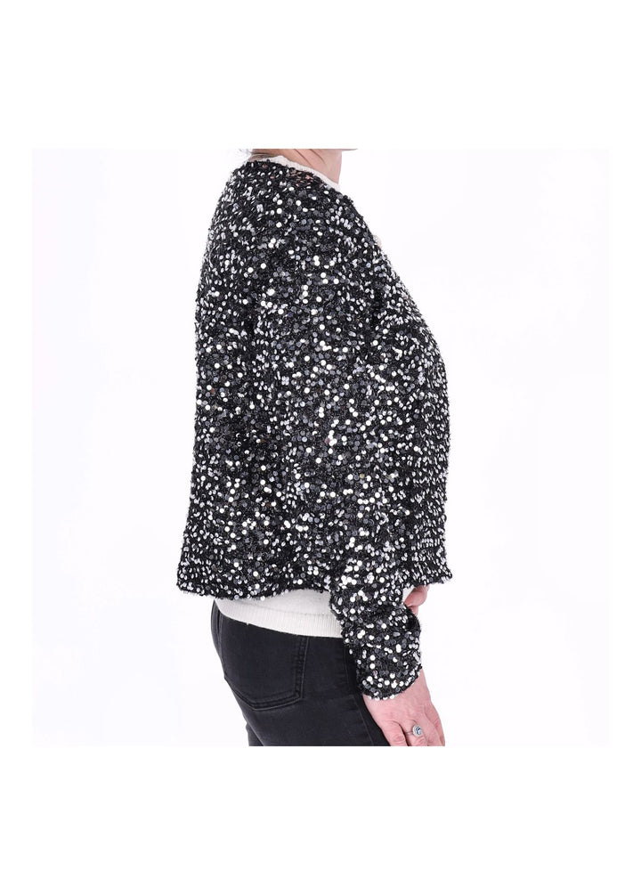 Blazer Damen ohne Kragen Pailletten