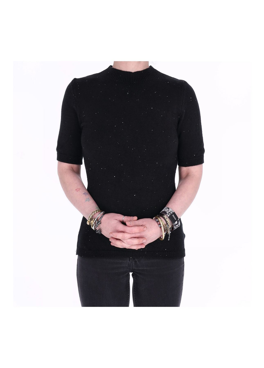 Strickpullover 1/2 Arm Damen Pailletten