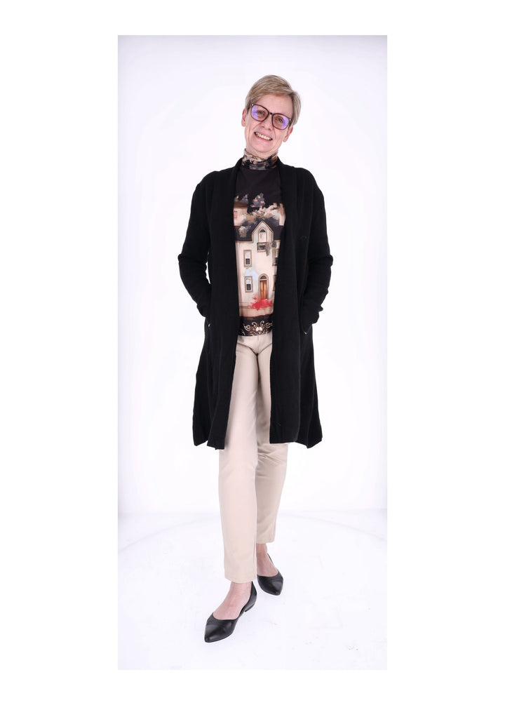 Strickjacke Damen Schalkragen Lang