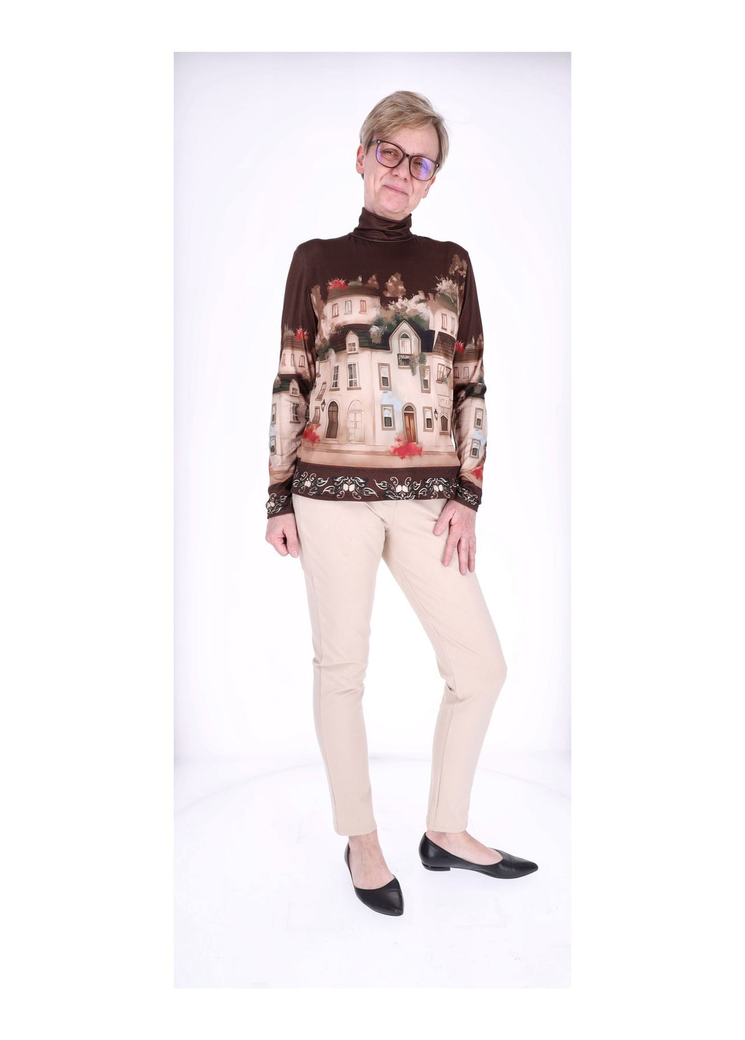 Shirt Rollkragen Damen AOP