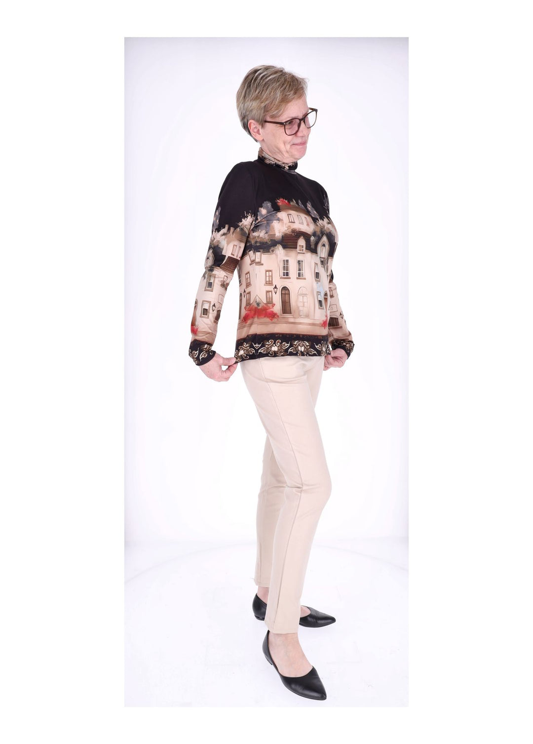 Shirt Rollkragen Damen AOP