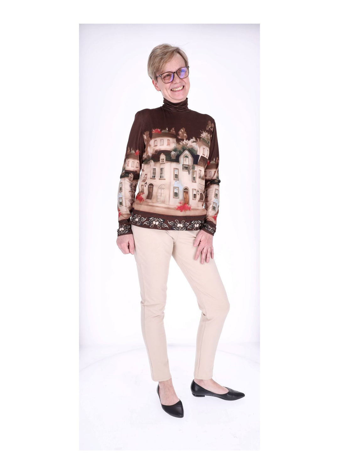 Shirt Rollkragen Damen AOP