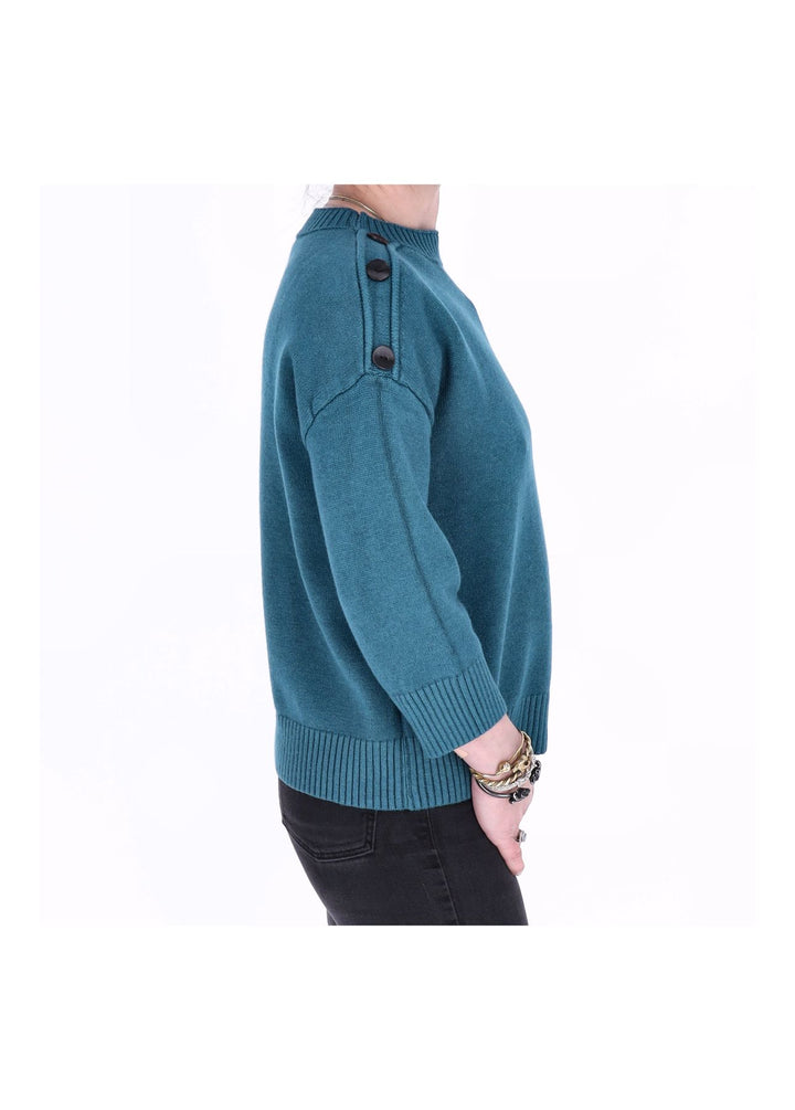 Strickpullover Damen 3/4 Arm Knöpfe