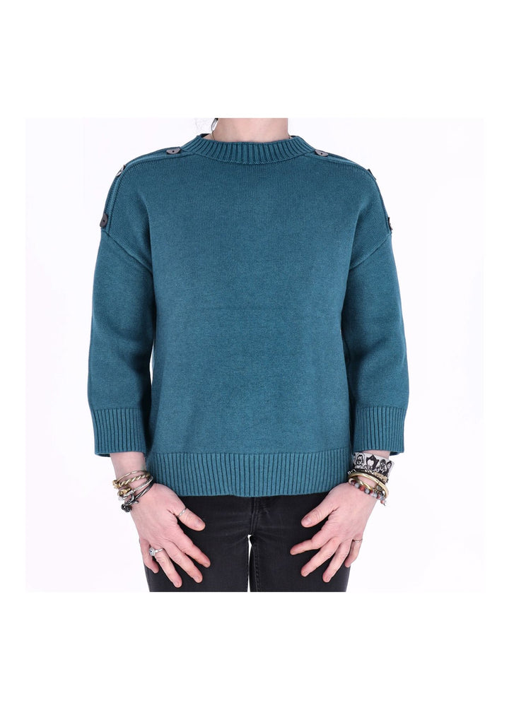 Strickpullover Damen 3/4 Arm Knöpfe