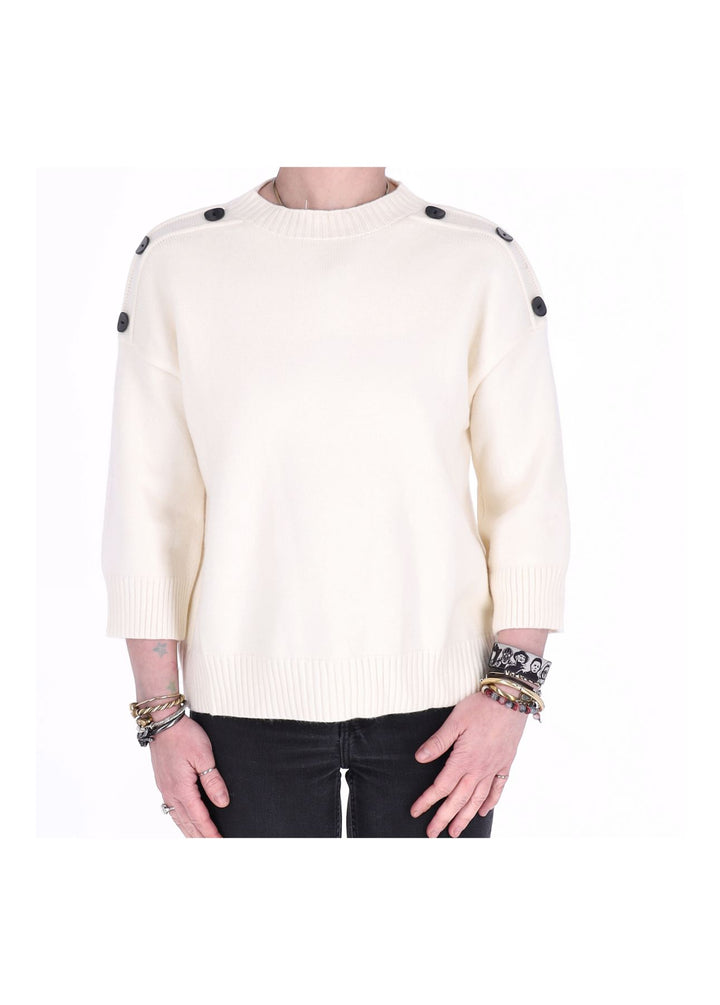 Strickpullover Damen 3/4 Arm Knöpfe