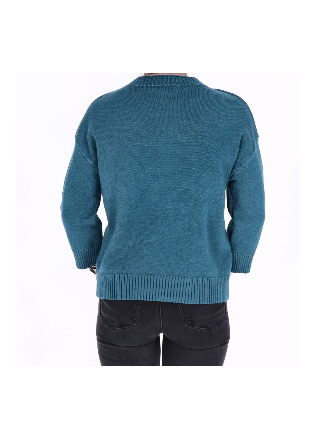 Strickpullover Damen 3/4 Arm Knöpfe