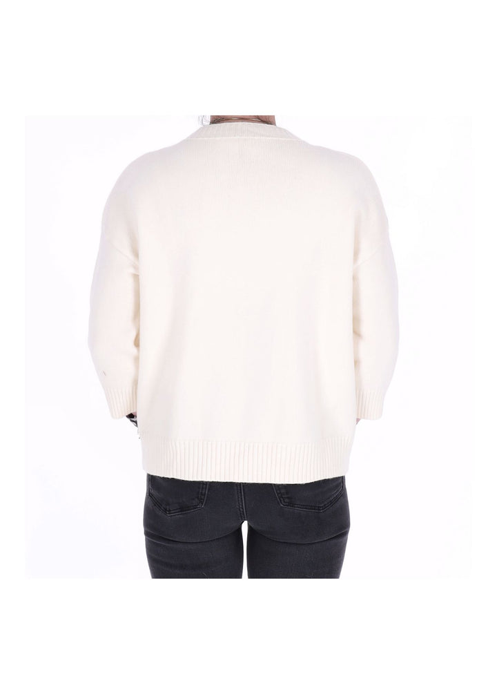 Strickpullover Damen 3/4 Arm Knöpfe