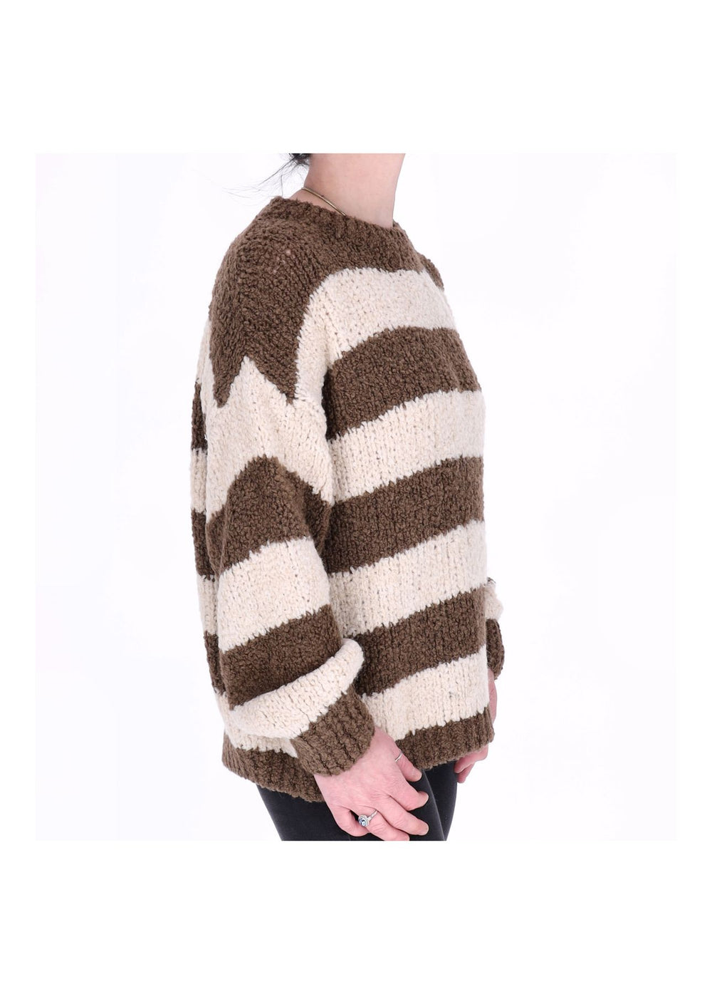 Damen Boxy-Strickpullover mit Lana-Wolle – Braun