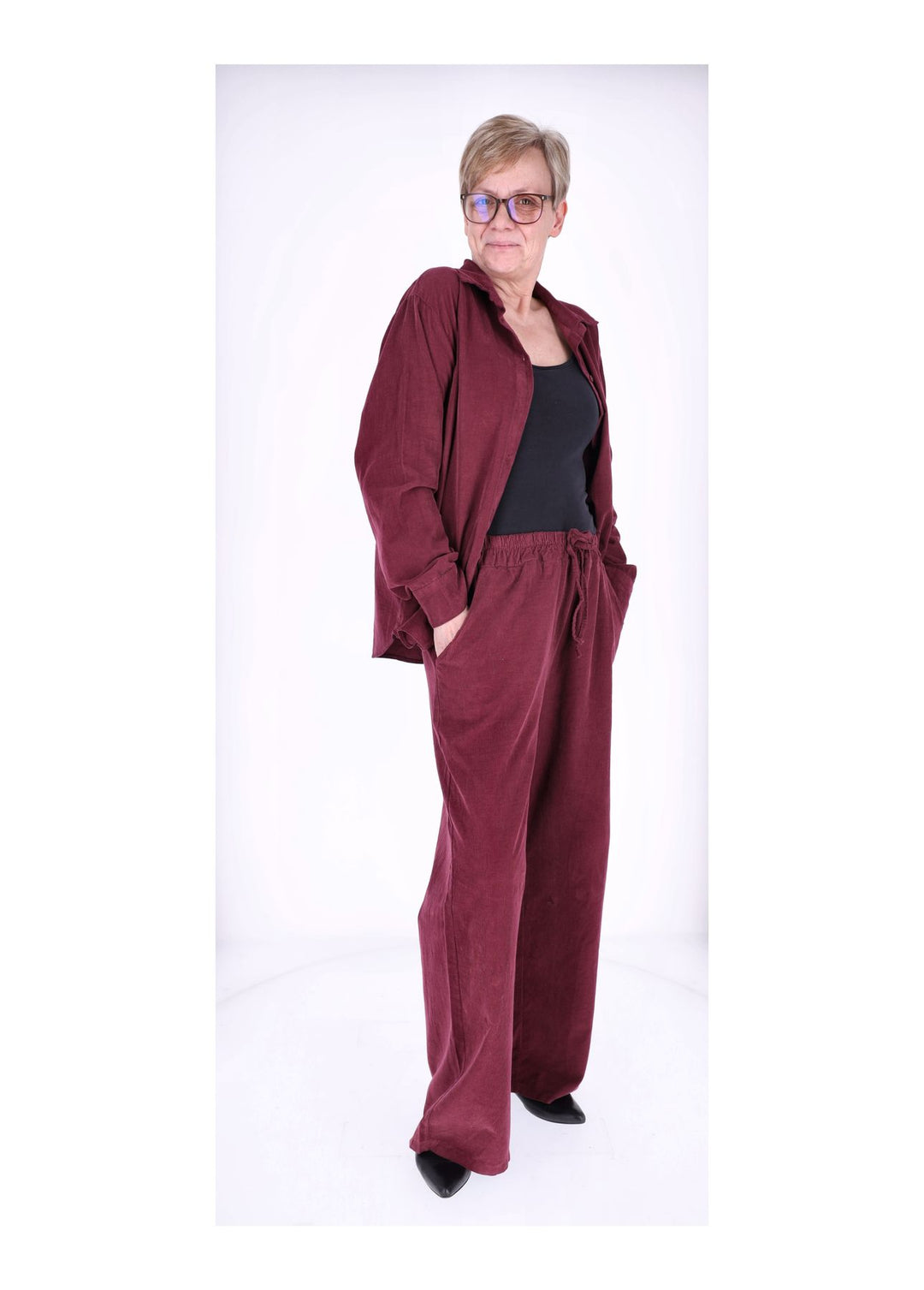 Cord-Bluse Damen Splash of Color