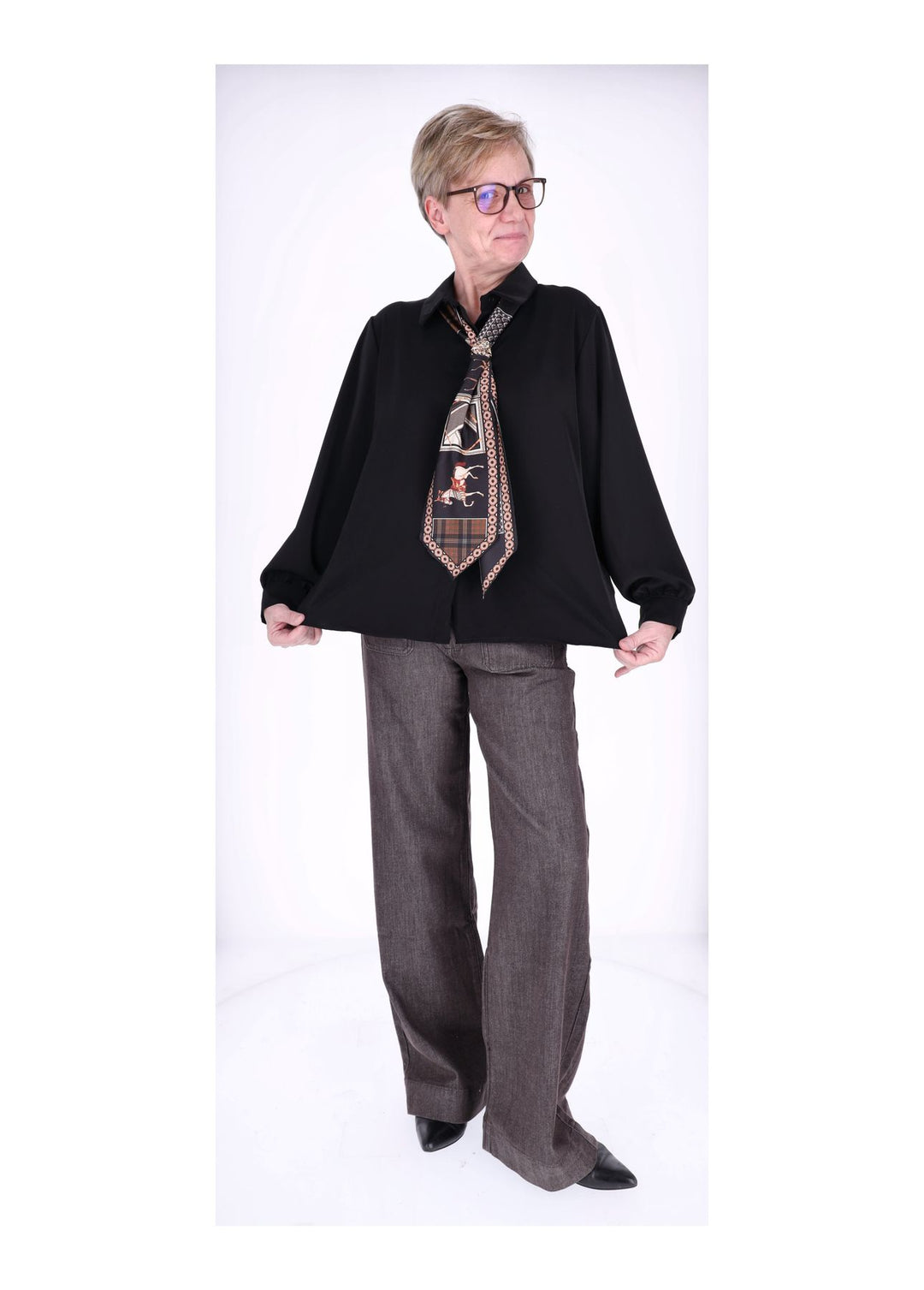 Splash of Color Bluse Damen mit Tuch