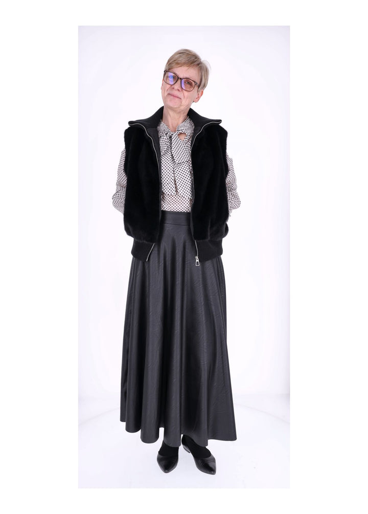 Weste Damen Fell Strickbündchen