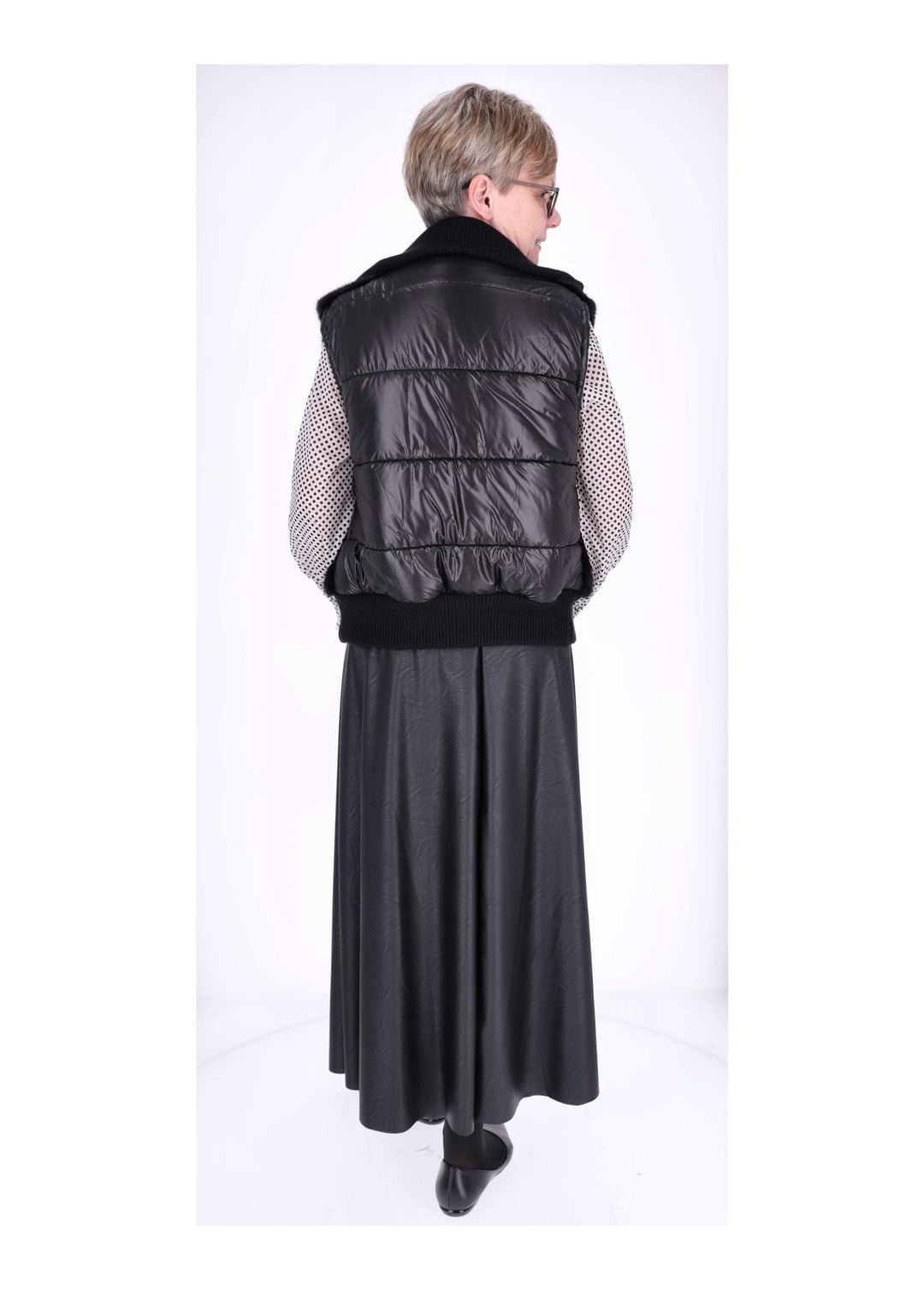 Weste Damen Fell Strickbündchen