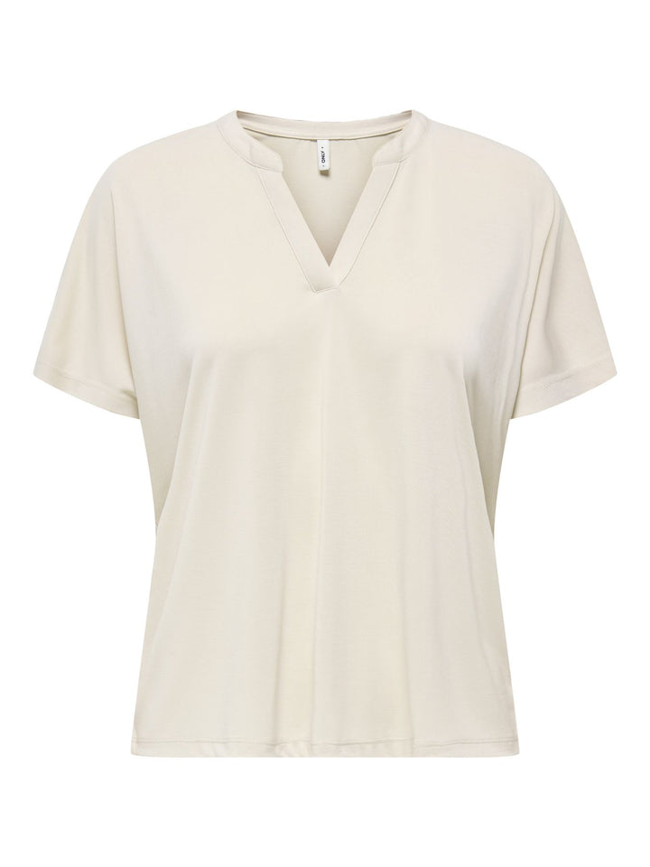 ONLY Damen T-Shirt Split Neck Kurzarm