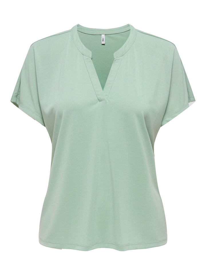 ONLY Damen T-Shirt Split Neck Kurzarm