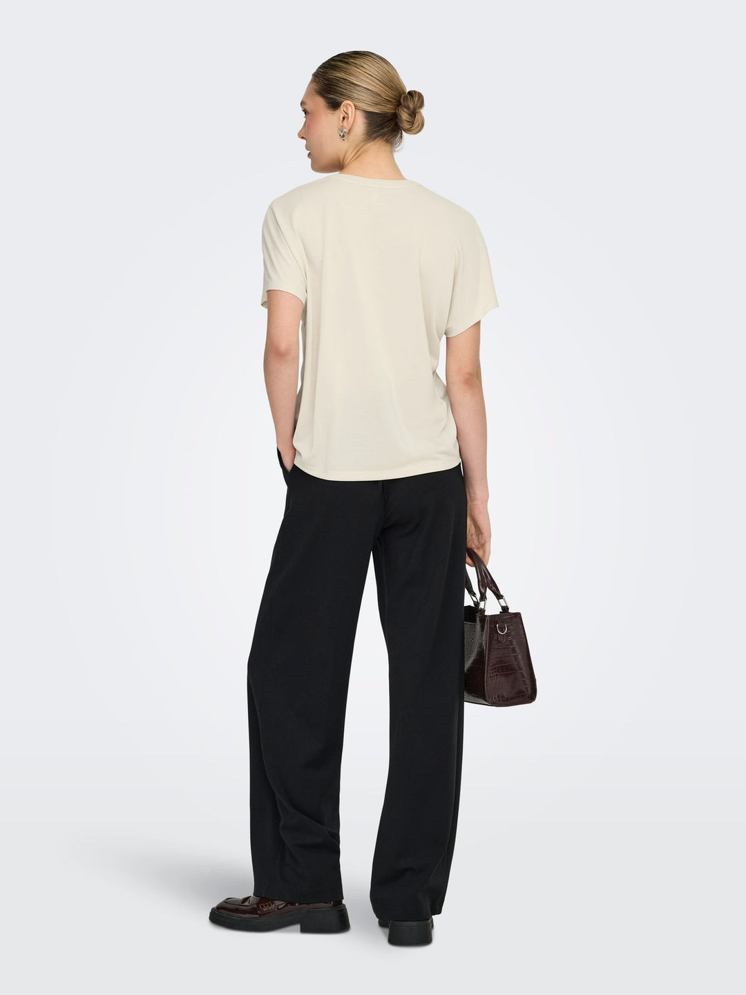 ONLY Damen T-Shirt Split Neck Kurzarm