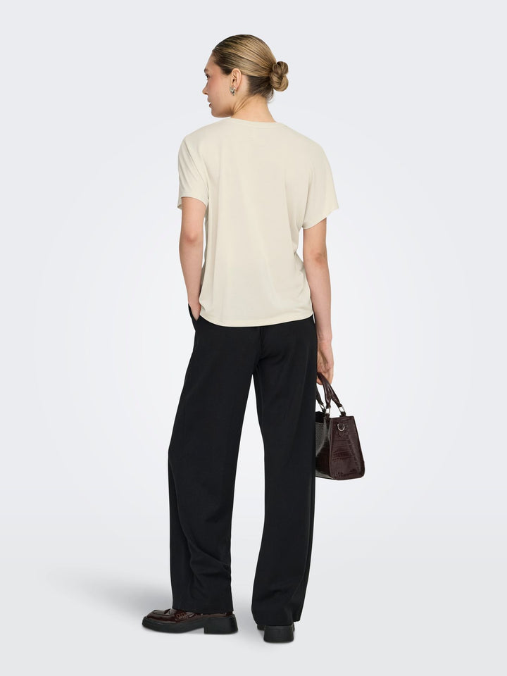 ONLY Damen T-Shirt Split Neck Kurzarm