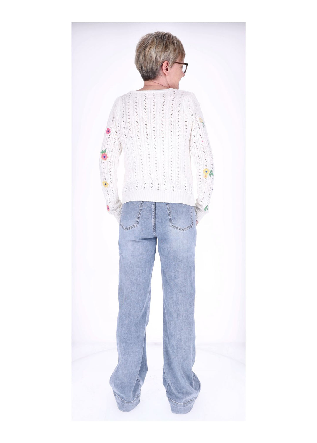 Strickjacke Damen Stickerei BLÜTEN