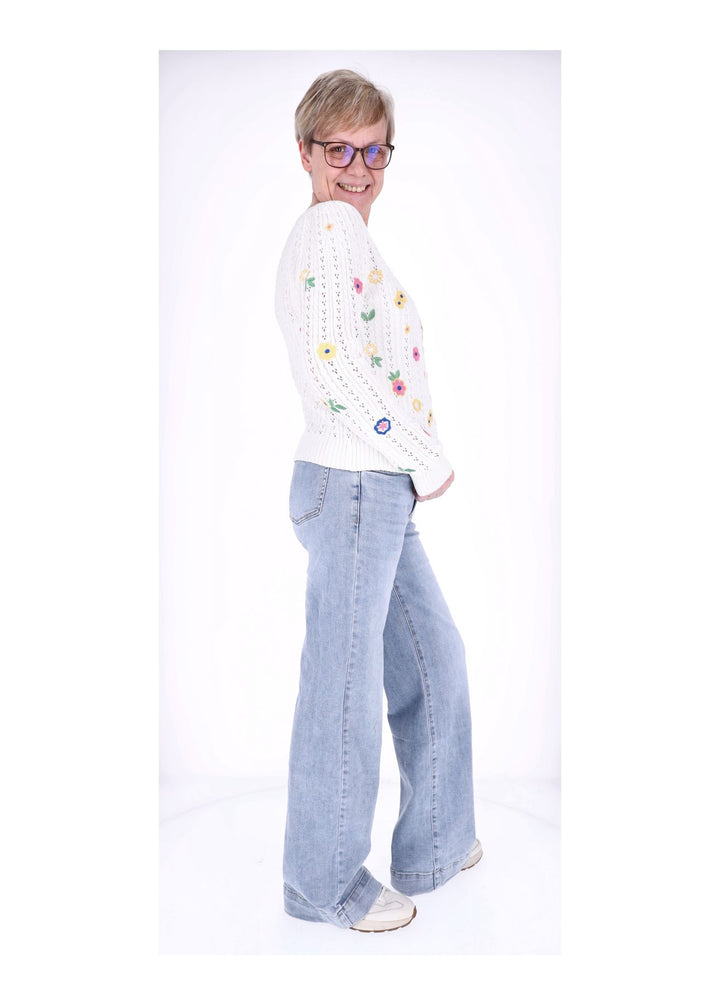 Strickjacke Damen Stickerei BLÜTEN