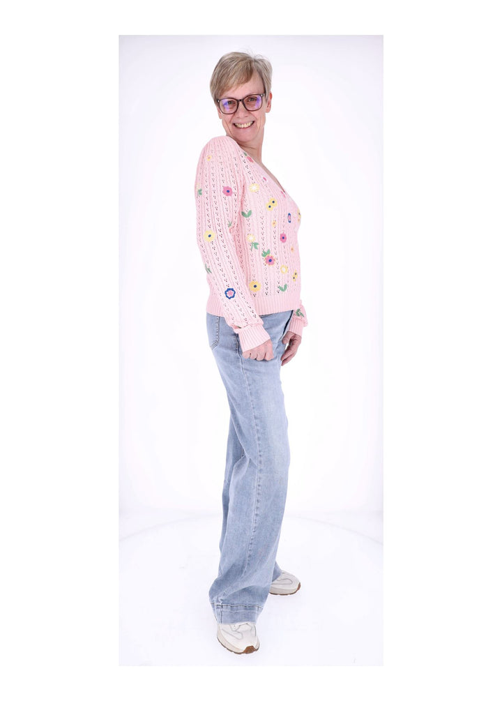 Strickjacke Damen Stickerei BLÜTEN