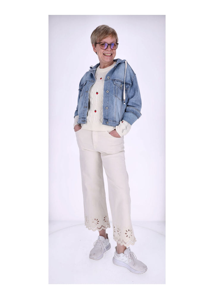 Jeans Damen 7/8 Lochmuster