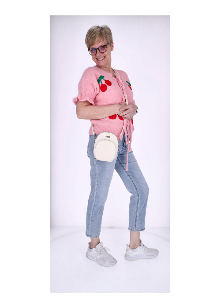 Strickjacke Damen Kurzarm Kirschen