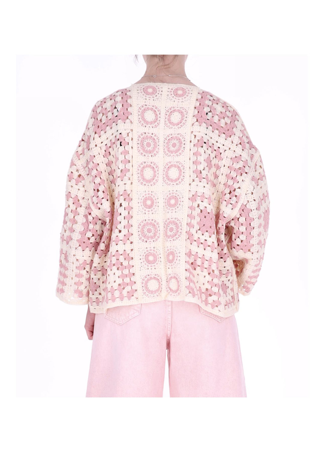 Strickjacke Häkel Damen offen kurz 3/4 Arm