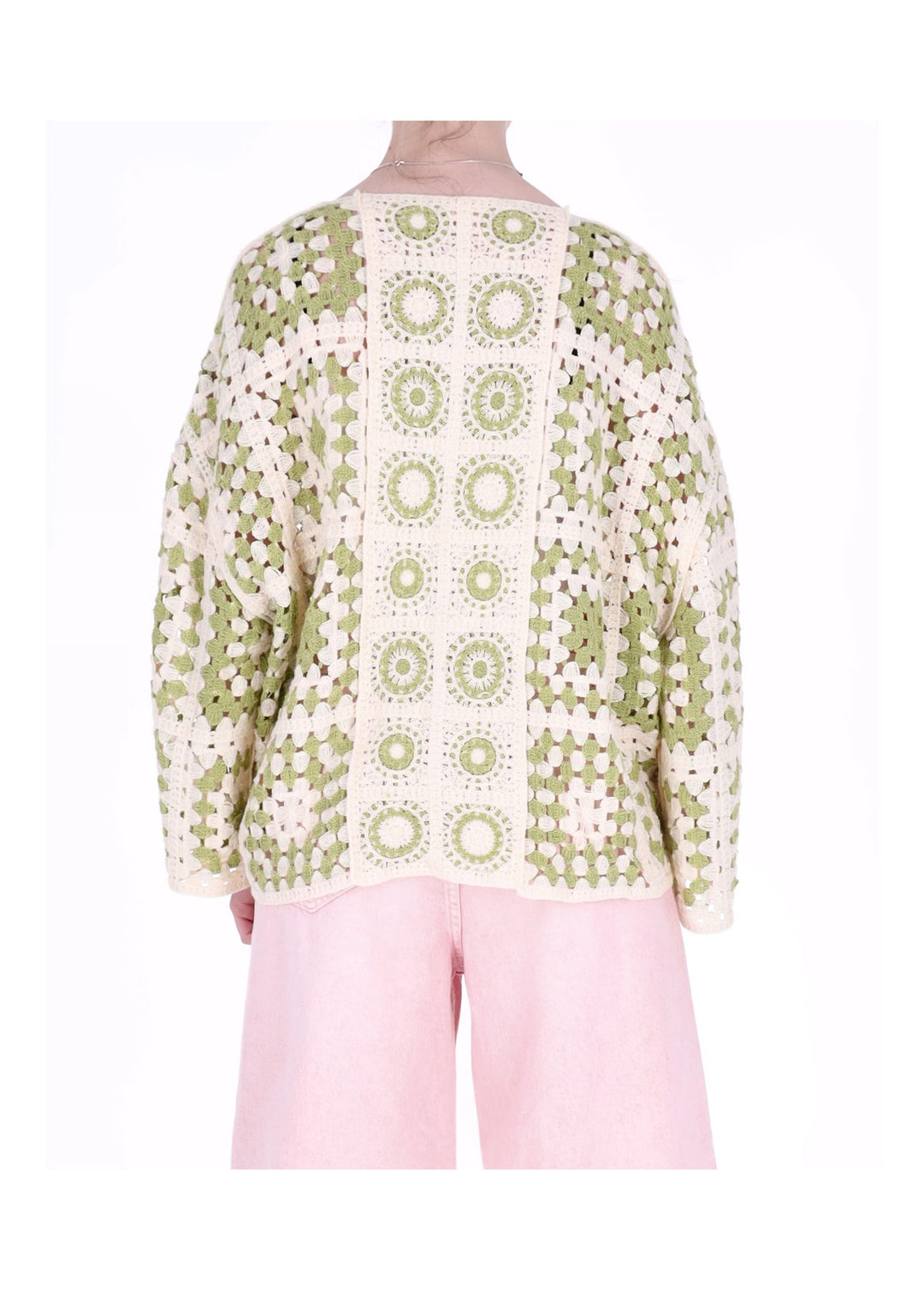 Strickjacke Häkel Damen offen kurz 3/4 Arm