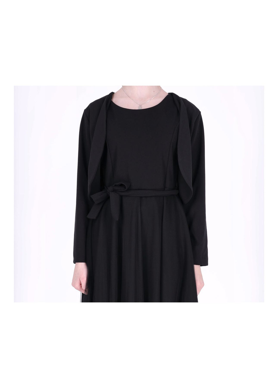 Elegantes Damen Chiffon-Trägerkleid mit Mesh-Einsatz – Schwarz