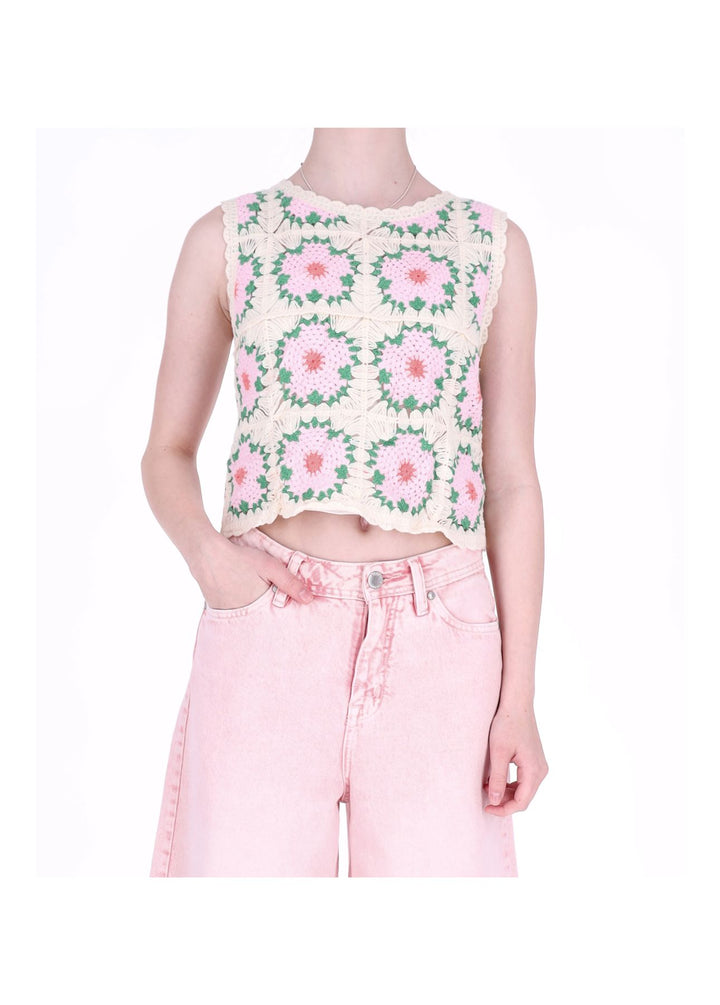 Splash of Color Häkel Crop-Top Damen