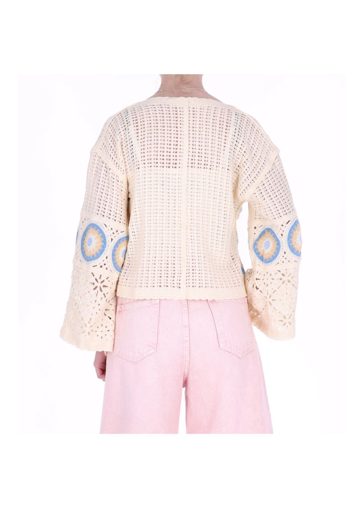 Häkelshirt Damen Trompetenarm