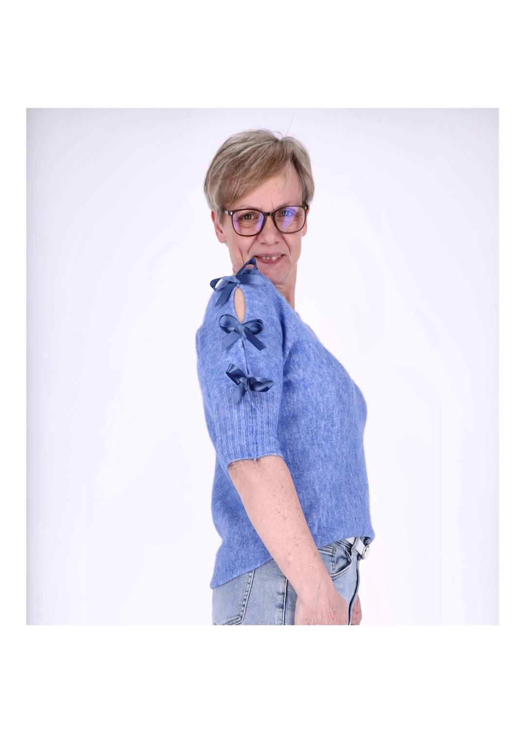 Strickshirt Damen Kurzarm Splash of Color