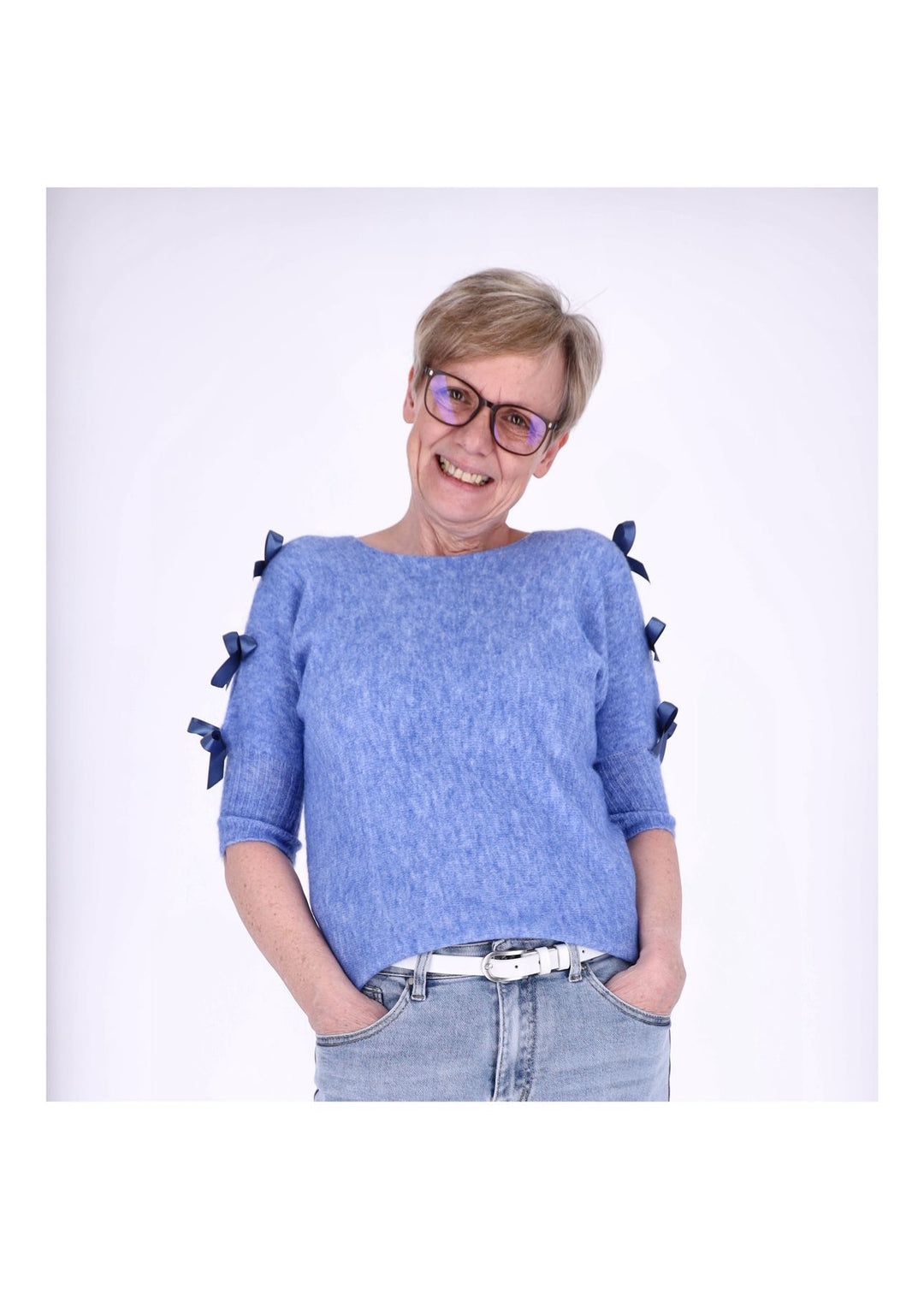 Strickshirt Damen Kurzarm Splash of Color