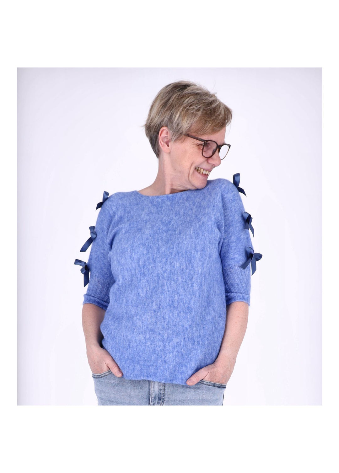 Strickshirt Damen Kurzarm Splash of Color