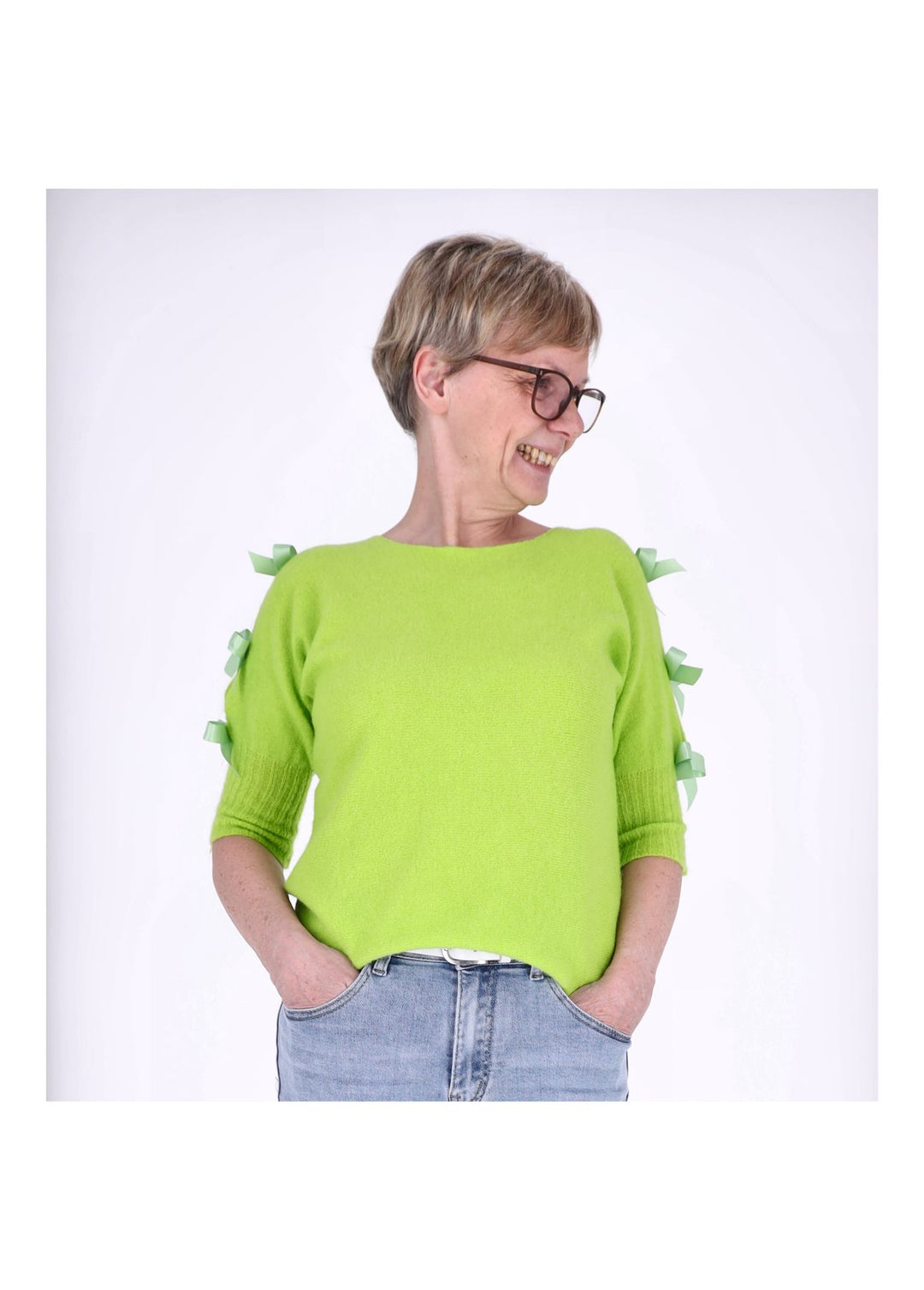 Strickshirt Damen Kurzarm Splash of Color
