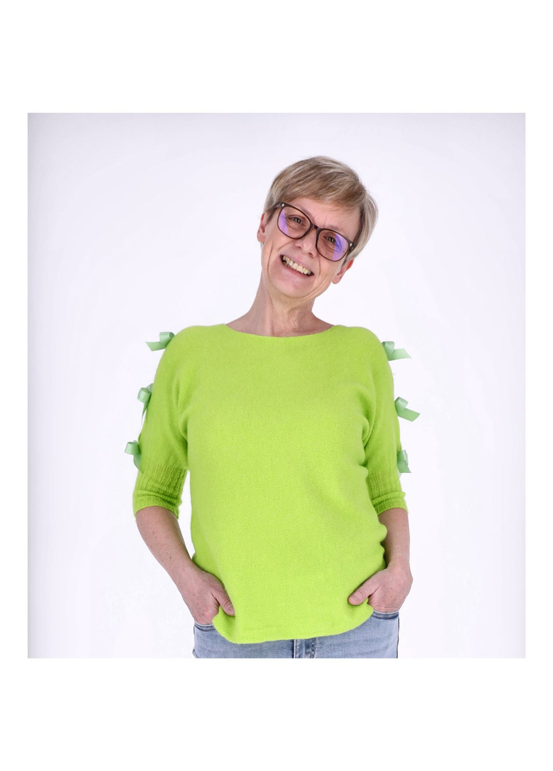 Strickshirt Damen Kurzarm Splash of Color