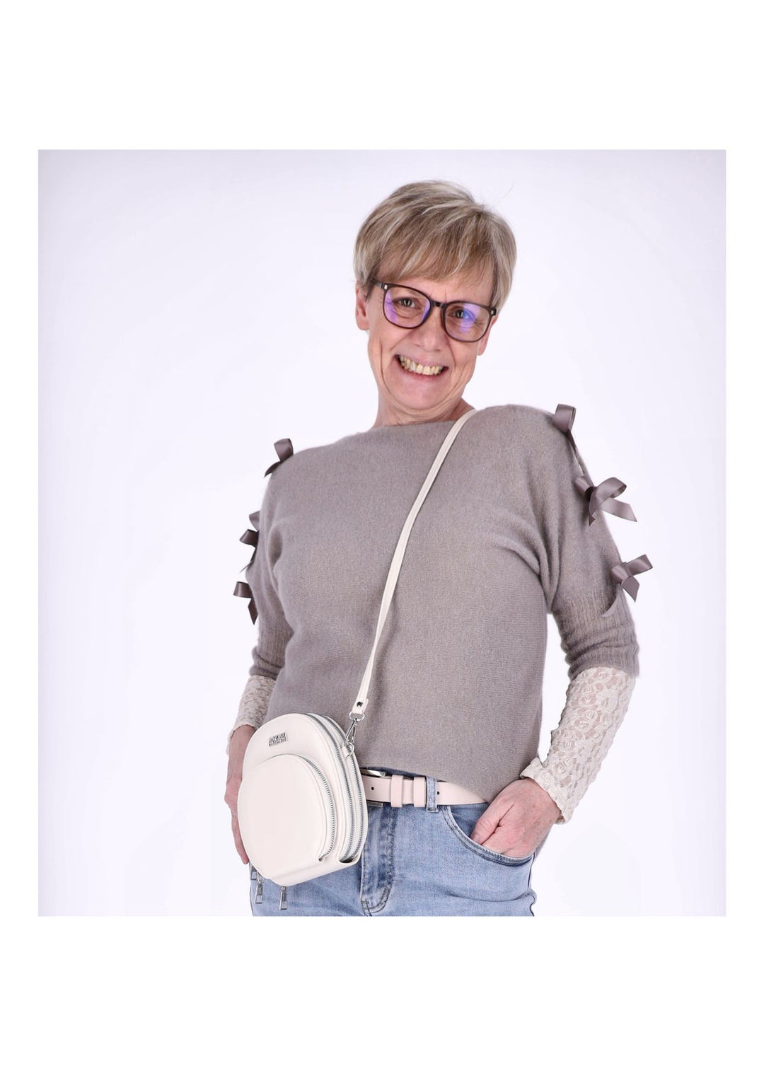 Strickshirt Damen Kurzarm Splash of Color
