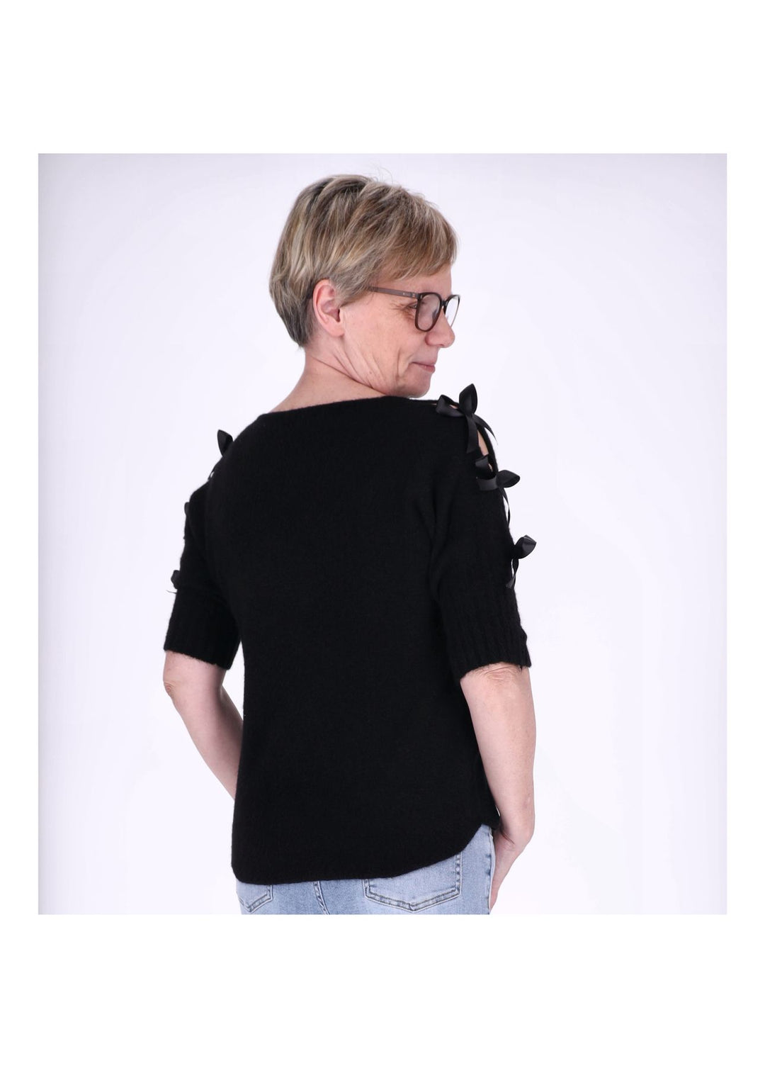 Strickshirt Damen Kurzarm Splash of Color