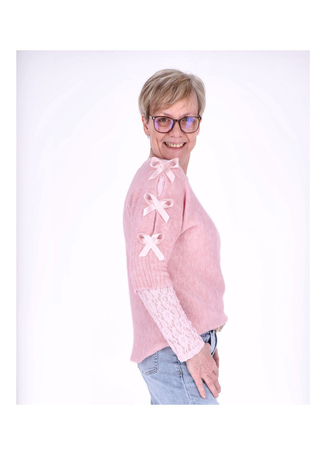 Strickshirt Damen Kurzarm Splash of Color