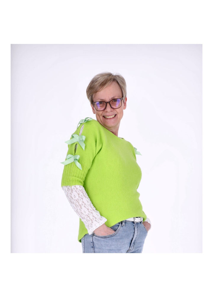 Strickshirt Damen Kurzarm Splash of Color