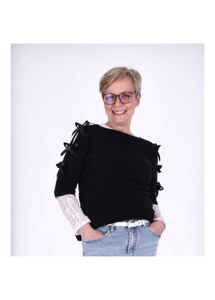 Strickshirt Damen Kurzarm Splash of Color