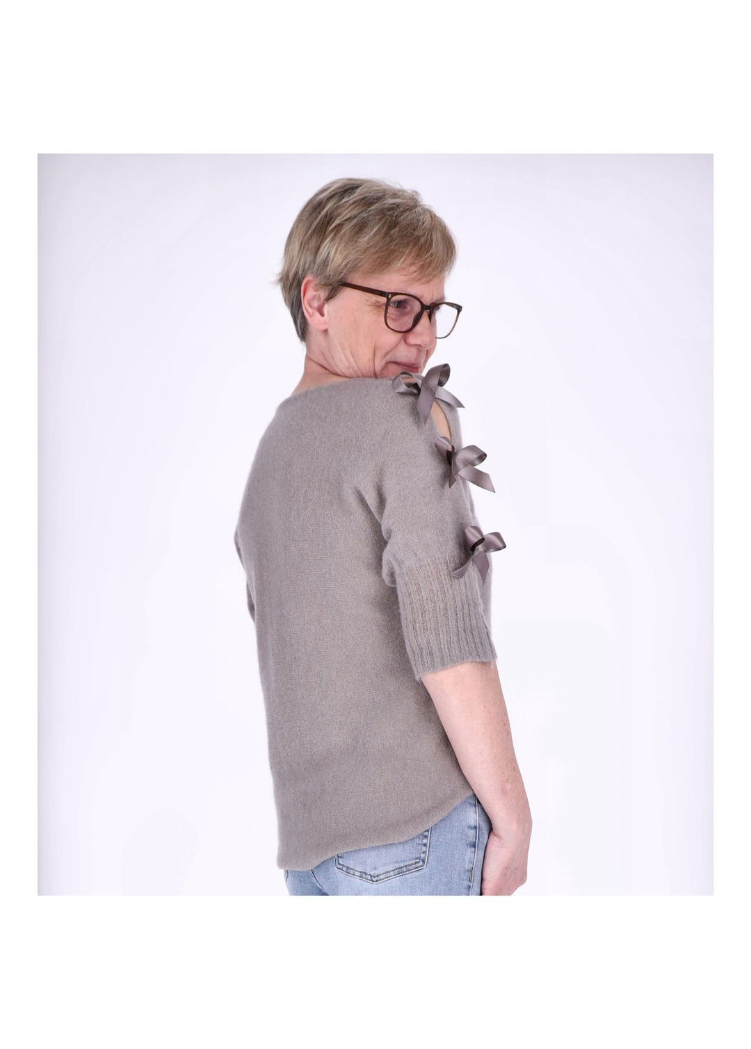 Strickshirt Damen Kurzarm Splash of Color