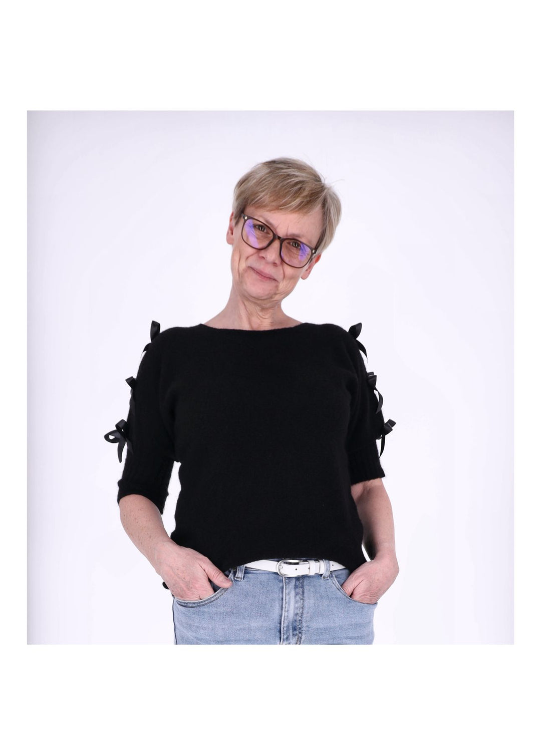 Strickshirt Damen Kurzarm Splash of Color