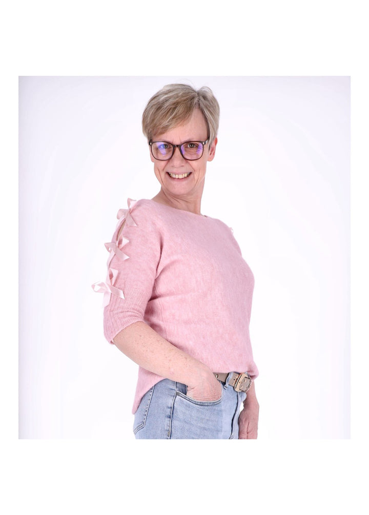 Strickshirt Damen Kurzarm Splash of Color