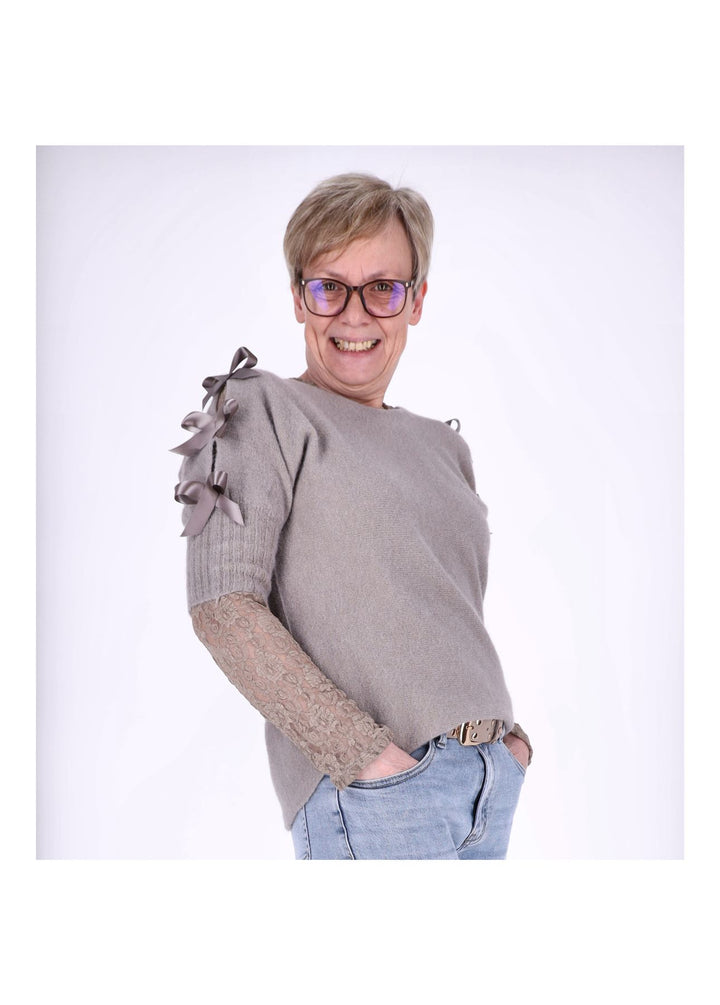 Strickshirt Damen Kurzarm Splash of Color