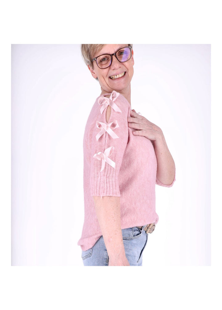 Strickshirt Damen Kurzarm Splash of Color