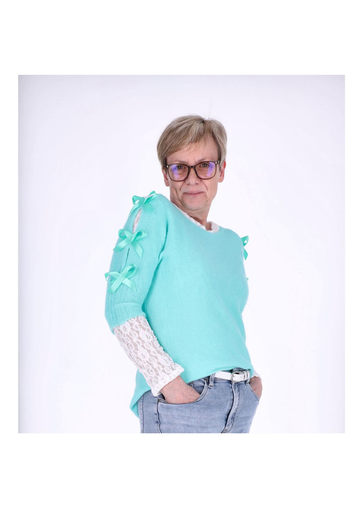 Strickshirt Damen Kurzarm Splash of Color