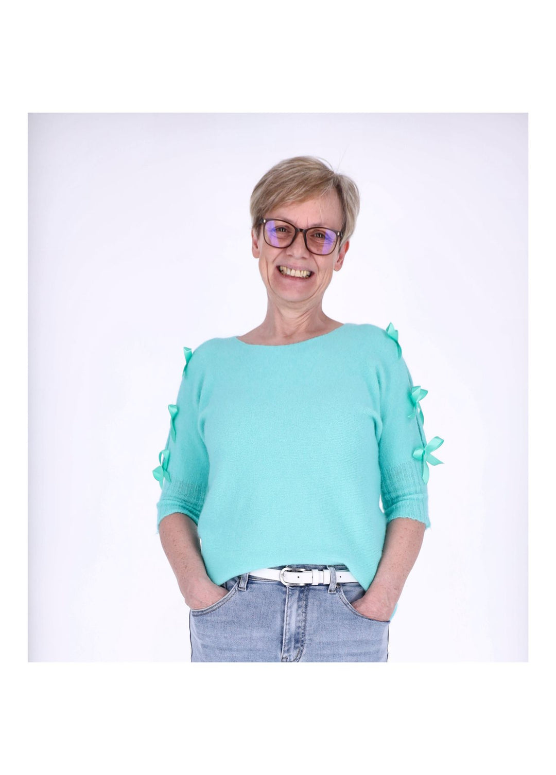 Strickshirt Damen Kurzarm Splash of Color