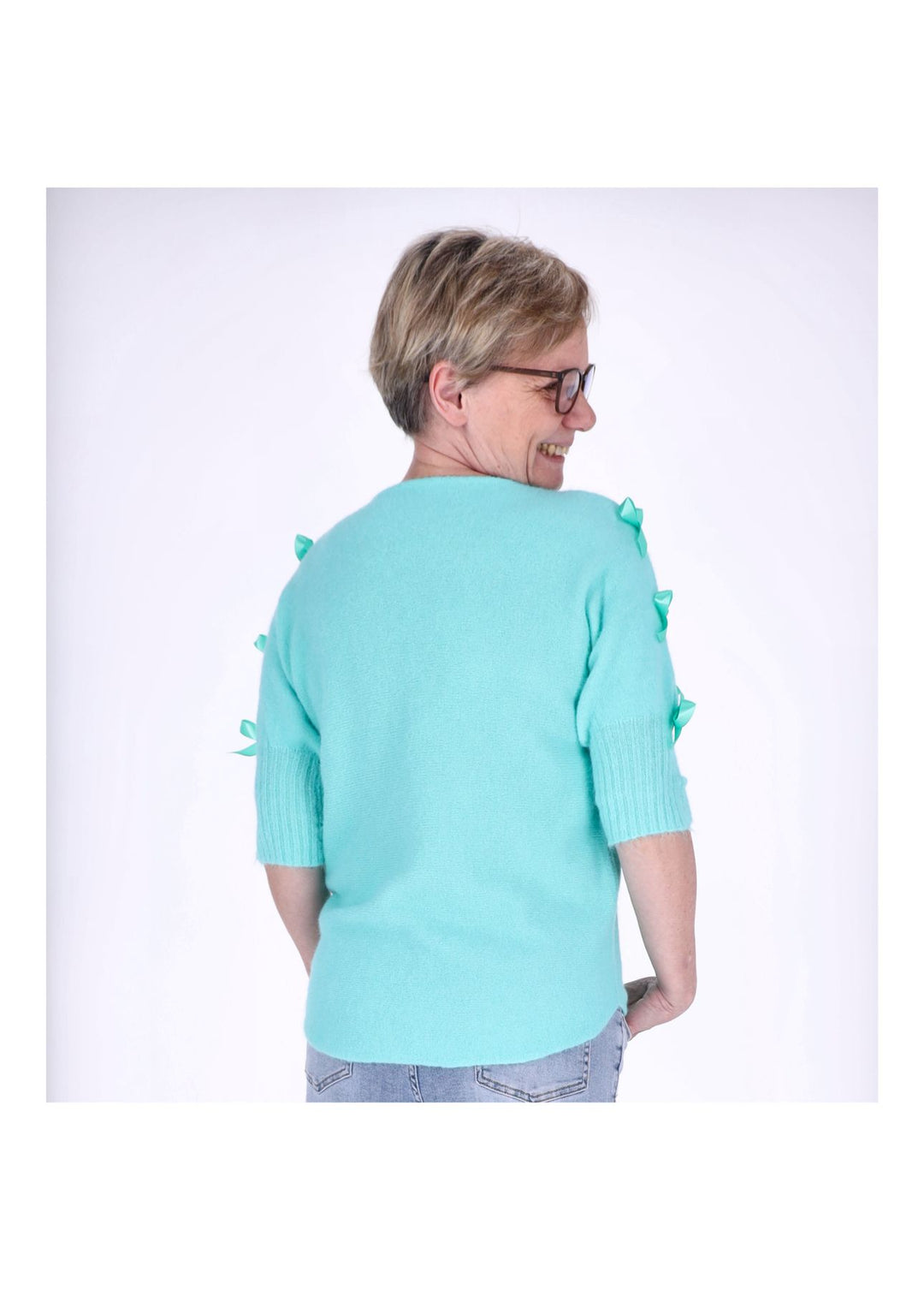 Strickshirt Damen Kurzarm Splash of Color