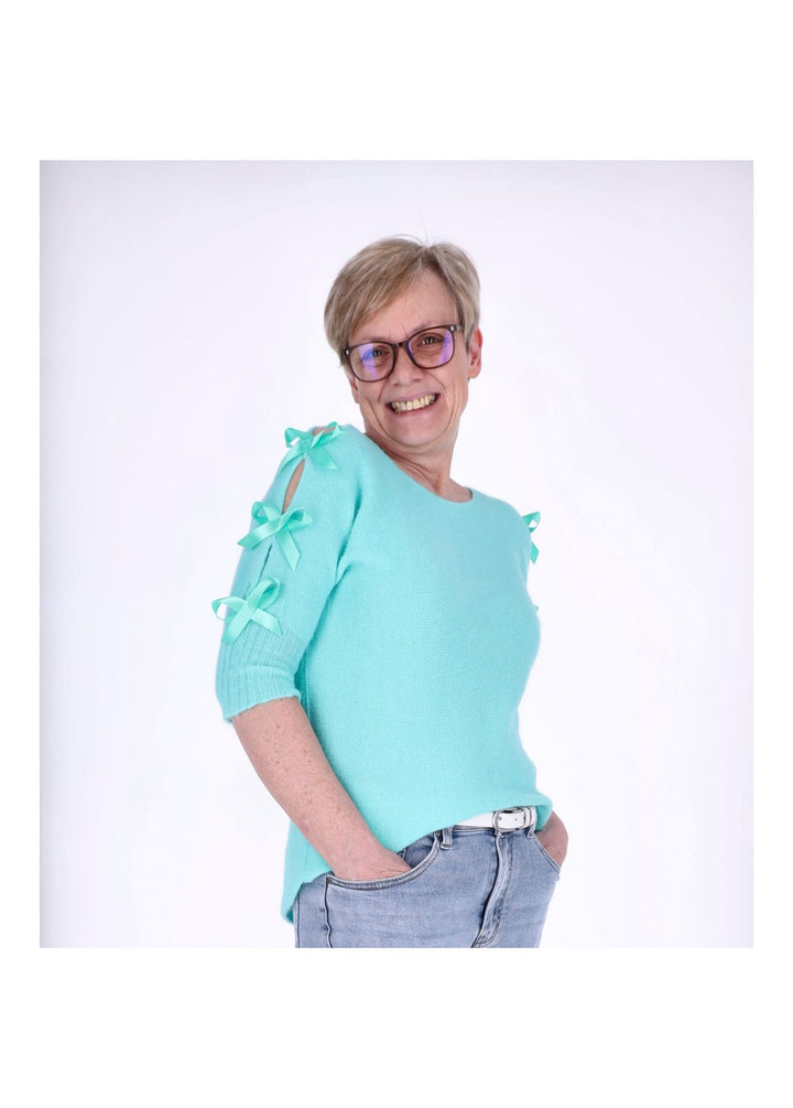 Strickshirt Damen Kurzarm Splash of Color